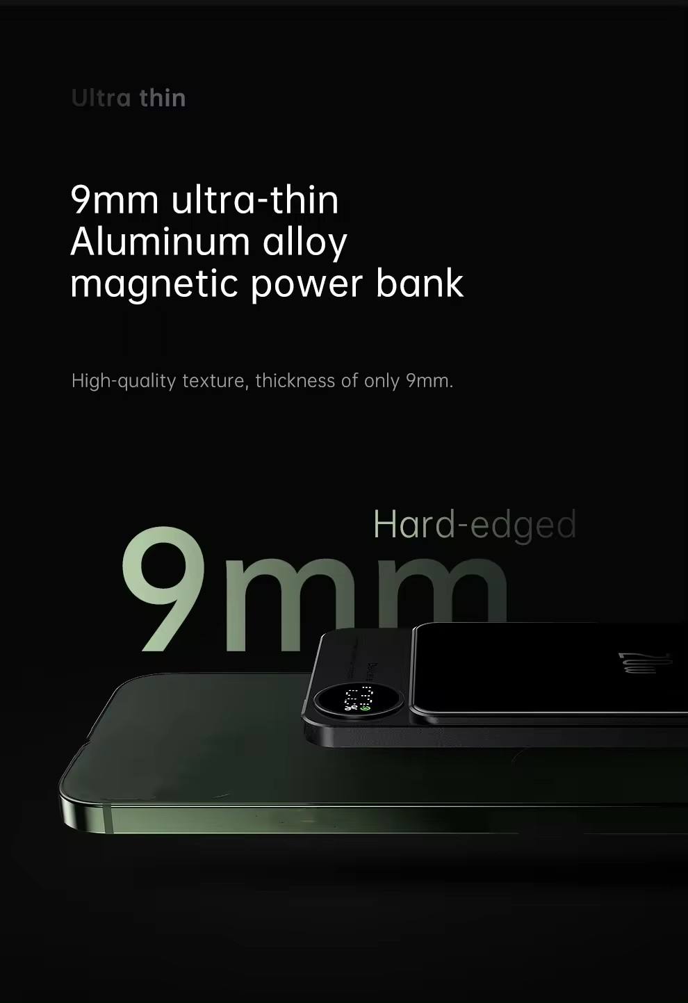 Small Magnetic Portable Power Bank, 10000mAh, Fast Wireless Charging | باور بانك مغناطيسي محمول صغير بسعة 10000 مللي أمبير وشحن لاسلكي سريع.